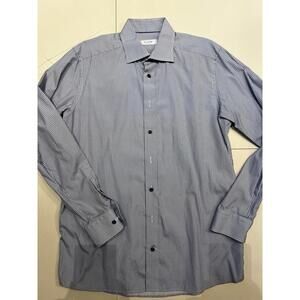 Eton Button Down Shirt Intricate Design Blues Size 16